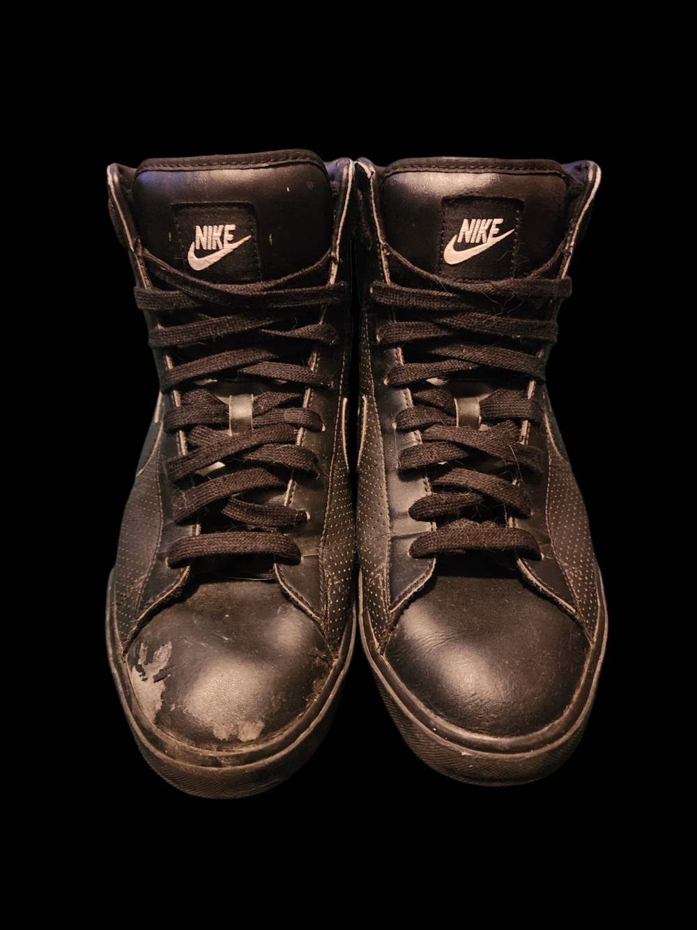 Nike Black Men's High-Top Sneakers with White Swoosh